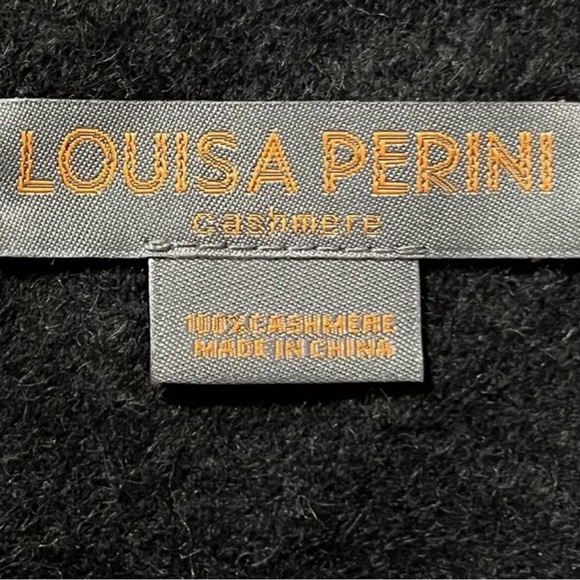 Louisa Perini 100% Cashmere scarf with classic fringe unisex solid black - Picture 5 of 5